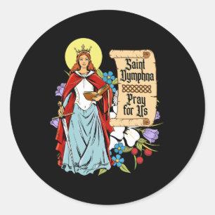 Sticker Rond Dymphna Pureté Lily Patron Saint Santé mentale Cha
