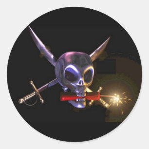 Sticker Rond Dynamite crâne