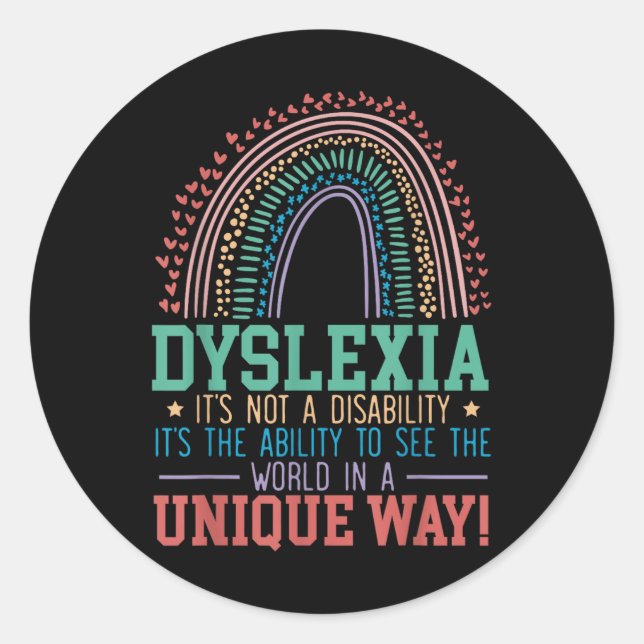 Sticker Rond Dyslexie Ce N'Est Pas Un Handicap Dyslexie Sensibi (Devant)