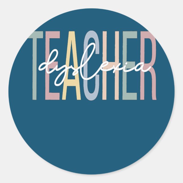 Sticker Rond Dyslexie Enseignant Boho Dyslexia Enseignement (Devant)