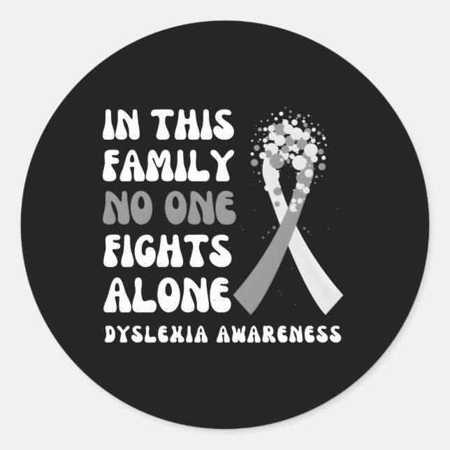 Sticker Rond Dyslexie Sensibilisation Gris Ribbon Hope Family F (Devant)
