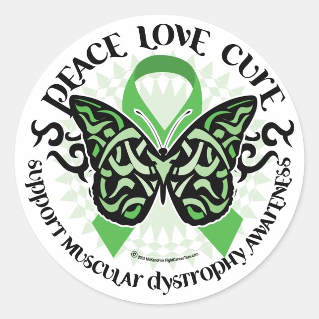 Sticker Rond Dystrophie musculaire Papillon Tribal 2 (Devant)
