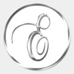 Sticker Rond E Monogramme Faux Enveloppe Argent Ou Favoriser Le
