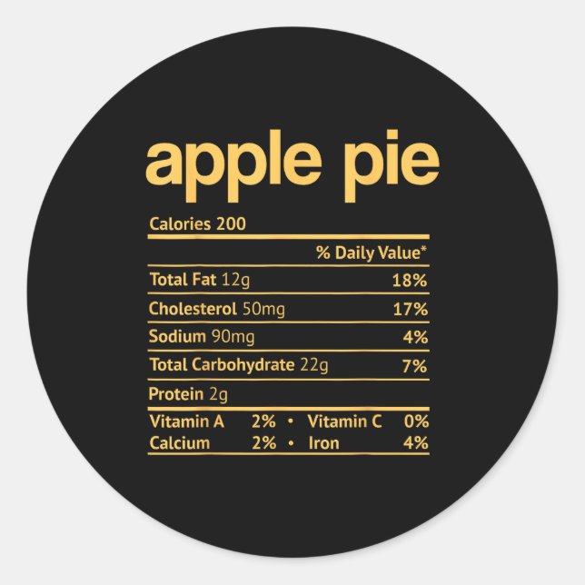 Sticker Rond E Nutrition Facts Funny Thanksgiving Christmas  (Devant)