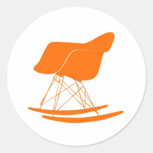 Sticker Rond Eames rocker chaise en orange
