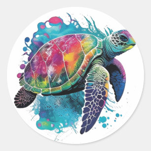 Sticker Rond Earth Day, Save Our Sea Turtles Marine Life 