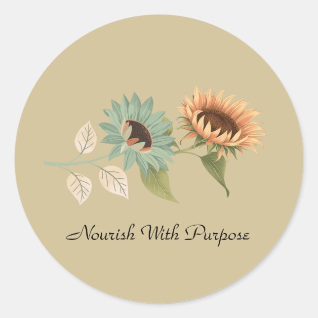 Sticker Rond Earth Toned Sunflower Soft Floral Planner (Devant)