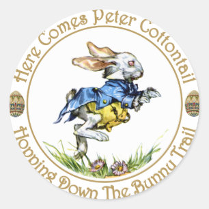 Sticker Rond Easster - Voici Peter Cottontail