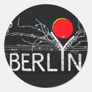 Sticker Rond East Side Gallery, Berlin Wall, Barbed Wire/Red Su