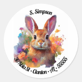 Sticker Rond Easter Bunny Adresse de retour Label