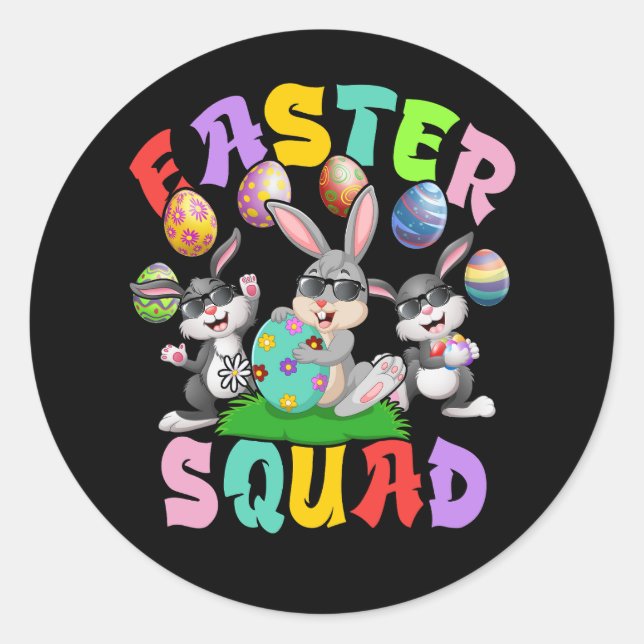 Sticker Rond Easter Squad Bunnies Oeufs Famille Correspondant C (Devant)
