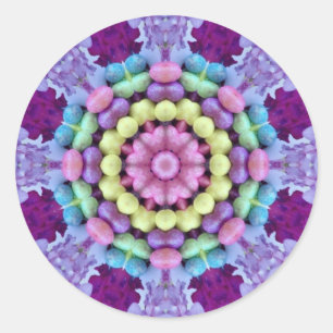 Sticker Rond EASTER ~WOW ! FLEURS et OEUFS multicolores Pâques