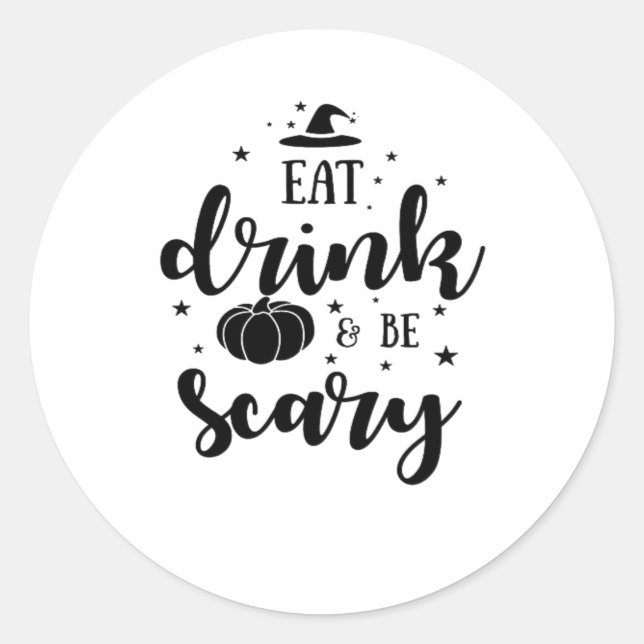 Sticker Rond Eat Drink And Be Scary Halloween (Devant)