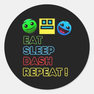 Sticker Rond Eat Sleep Dash Répéter Video Game Géométrie Vidéo