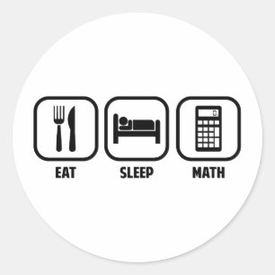 STICKER ROND EAT, SLEEP, MATH