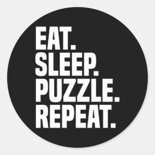 Sticker Rond Eat Sleep Puzzle Répéter le collectionneur de puzz
