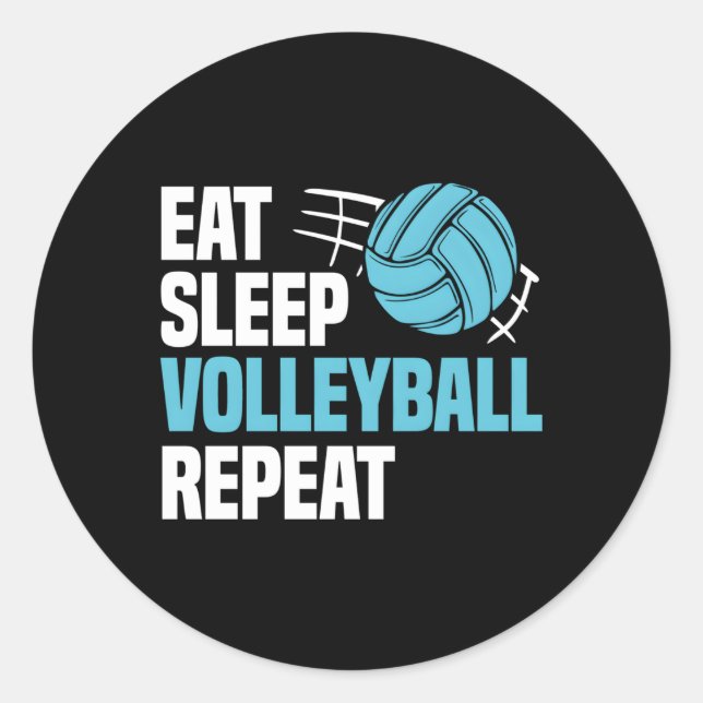 Sticker Rond Eat Sleep Volleyball Répéter les citations des ent (Devant)