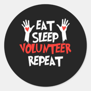 Sticker Rond Eat Sleep Volunteer Repeat Volunteering Volunteers