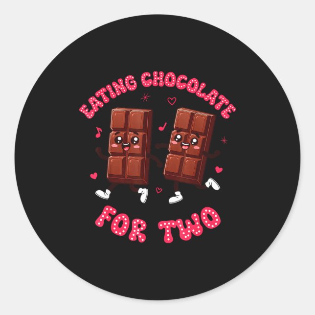 Sticker Rond Eating Chocolate For Two Pregnancy Valentines Day  (Devant)