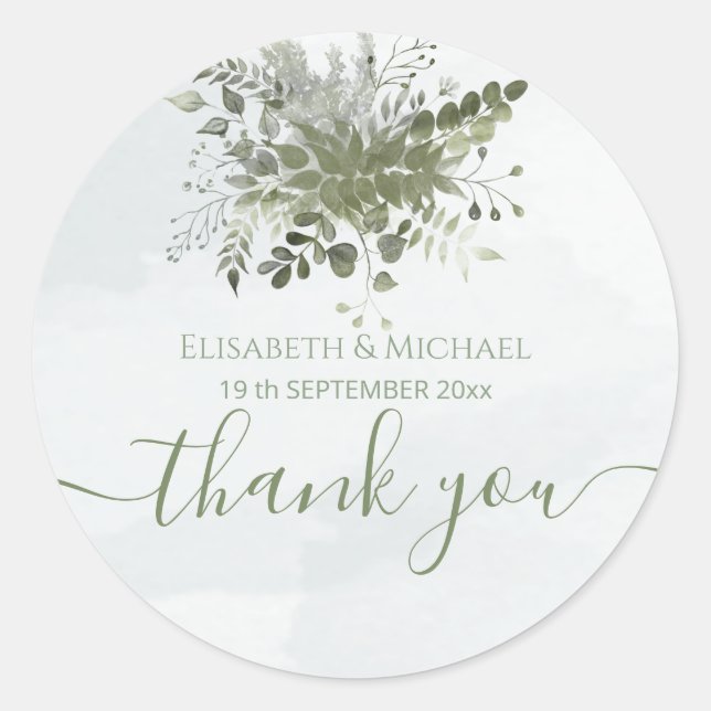 Sticker Rond Eau couleur bleu chic Dusty vert eucalyptus (Devant)