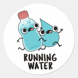 Sticker Rond Eau courante amusante Plume à eau