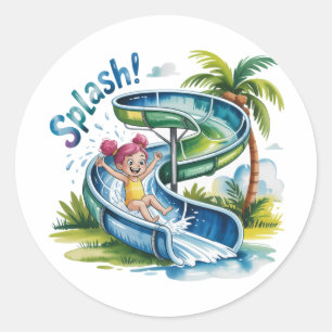 Sticker Rond Eau Diapositive Fille Fête Anniversaire