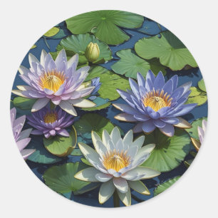 Sticker Rond Eau Lily fleur vibrante