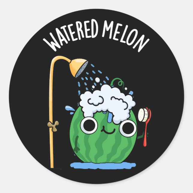 Sticker Rond Eau Melon Funny Watermelon Pun Dark BG (Devant)