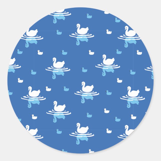 Sticker Rond Eaux sereines - Conception Motif de Swan Lake (Devant)