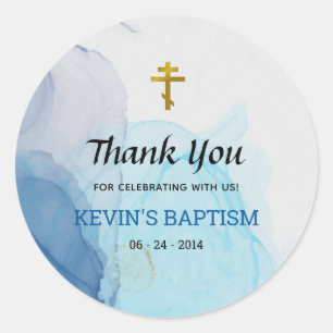 Sticker Rond Eaux vivantes Baptême chrétien orthodoxe