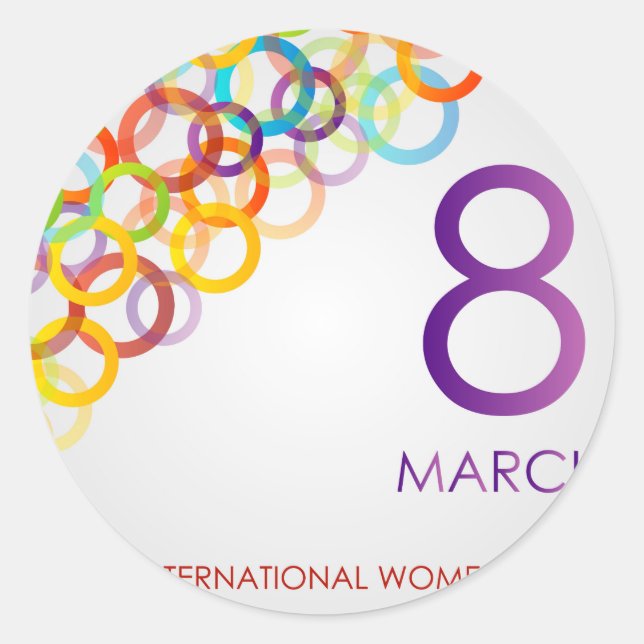 Sticker Rond Ecard colorée pour la journée des femmes (Devant)