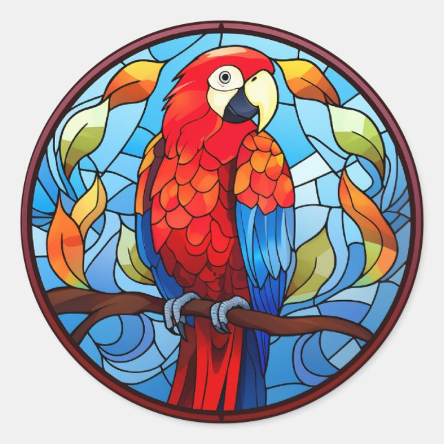 Sticker Rond Écarpe en verre doux Macaw Parrot Bird (Devant)