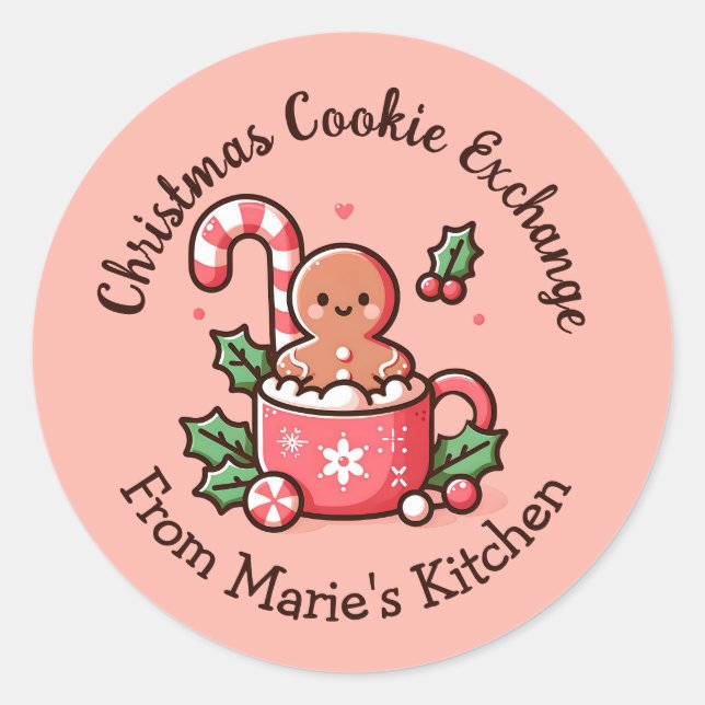 Sticker Rond Échange de biscuits de Noël modifiables (Devant)