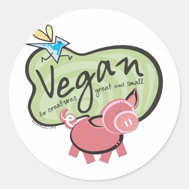 Sticker Rond Échange de messages Vegan mignon (Devant)