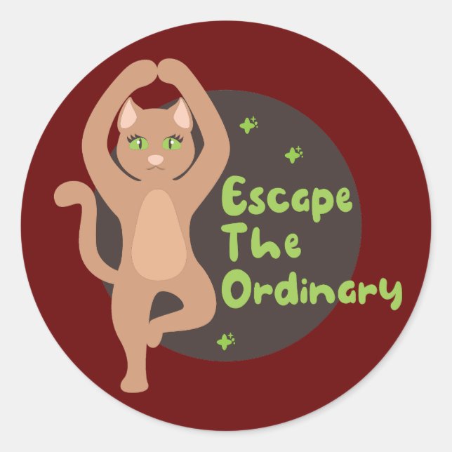 Sticker Rond Échapper à l'ordinaire Kawaii mignon chat faisant  (Devant)