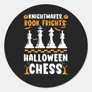 Sticker Rond Échecs Halloween Tri Ou Traiter Joueur D'Échecs Éc