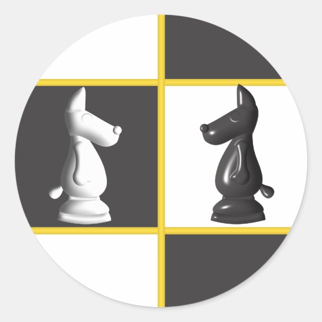 Sticker Rond Échecs mignons (Devant)