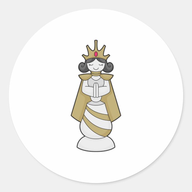 Sticker Rond Échecs Queen Crown Chess (Devant)