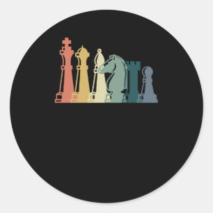 Sticker Rond Échecs Vintages Tee Retro Conception des échecs 