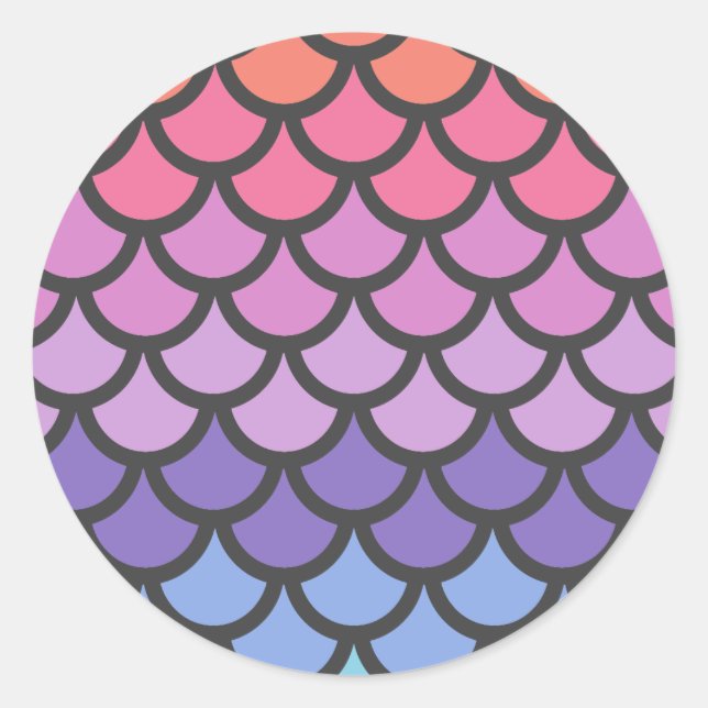 Sticker Rond Échelles de sirènes Ombre du coucher de soleil (Devant)
