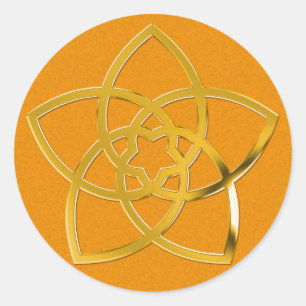 Sticker Rond Éclaboussure orange de fleur/OR de Vénus de