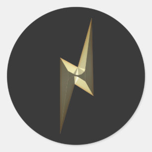 Sticker Rond Éclair de tonnerre d'or noir