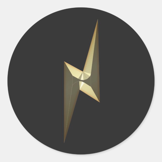 Sticker Rond Éclair de tonnerre d'or noir moderne amusant cool (Devant)