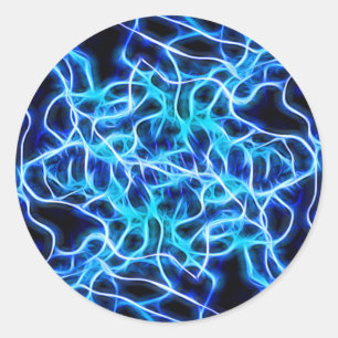 Sticker Rond Éclair électrique néon bleu Tesla Coil