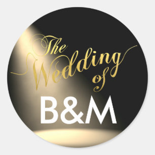 Sticker Rond éclairage de scène avec initiales, mariage
