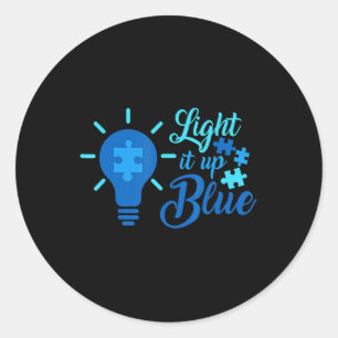 Sticker Rond Éclairer la Sensibilisation sur l'autisme bleue Ru