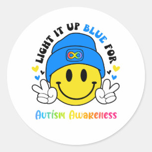 Sticker Rond Éclairer le bleu pour l'autisme