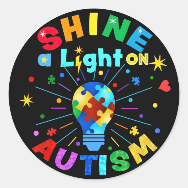 Sticker Rond ÉCLAIREZ une lumière sur AUTISM (Devant)
