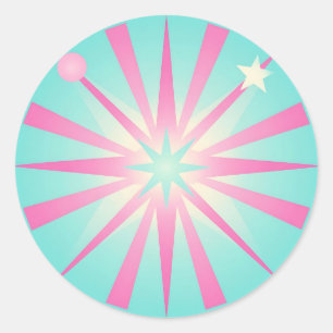 Sticker Rond Éclat Rétro en Rose Menthe