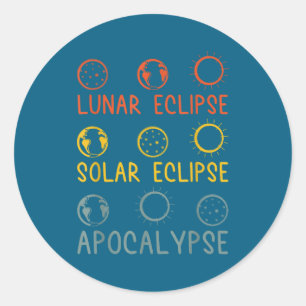 Sticker Rond Éclipse Lunaire Solaire Apocalypse Céleste